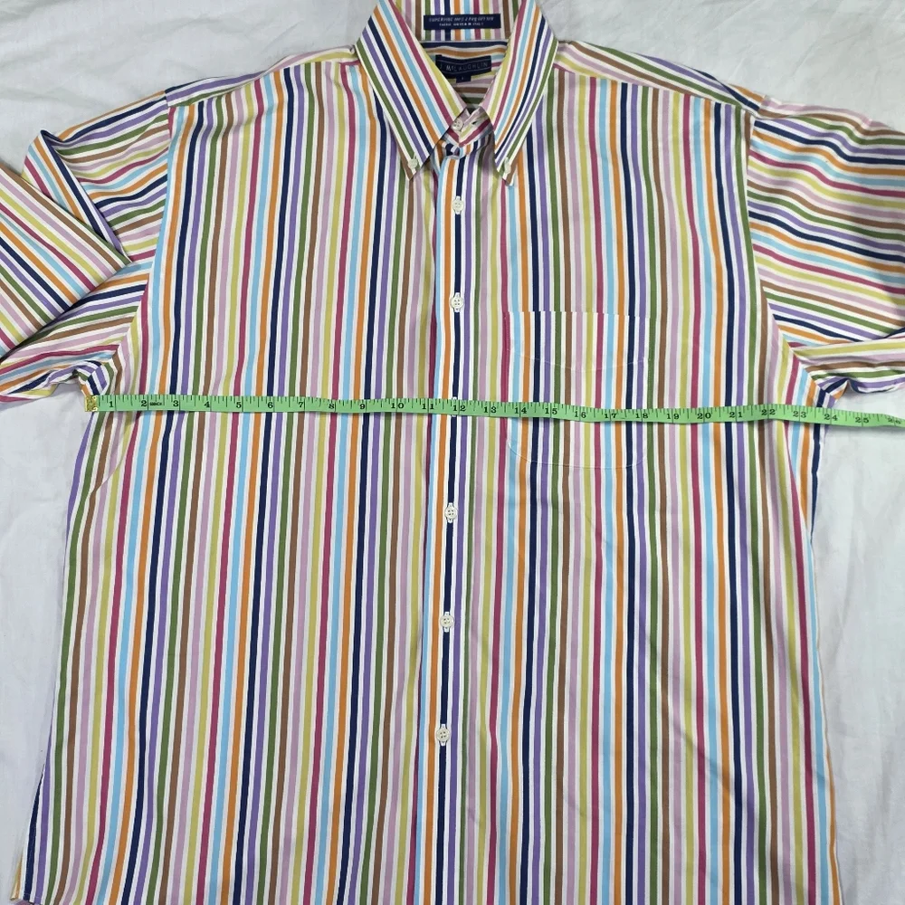 J Mclaughlin Striped Superfine 100s Italian Cotton Button Down Shirt Preppy. L